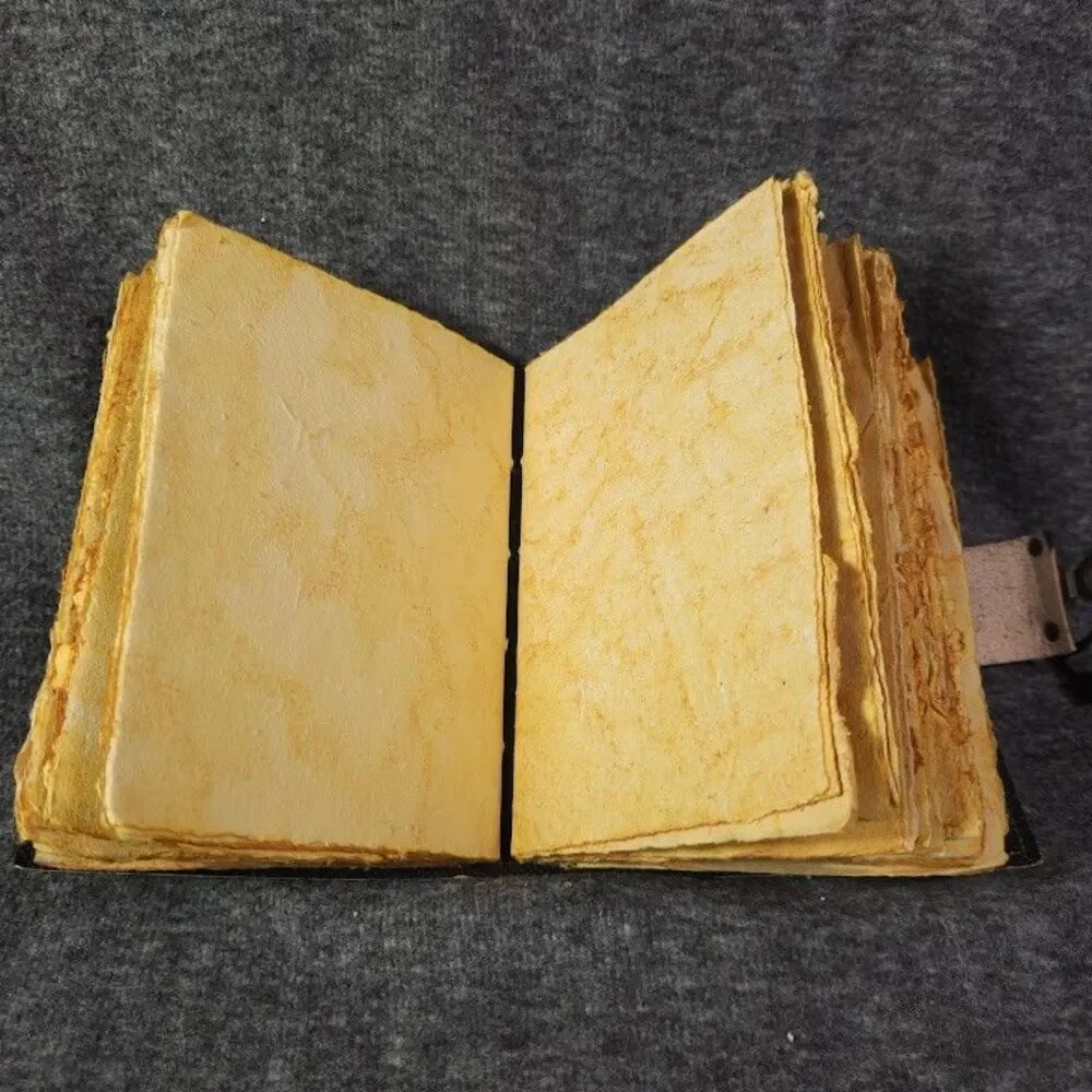 Book of Spells Leather Journal Deckle Edge Paper Skull Lover Antique Vintage